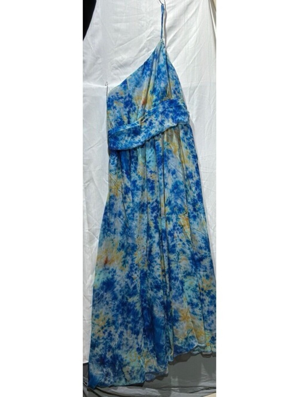 Woman’s One Strap Blue And Yellow Sundress
